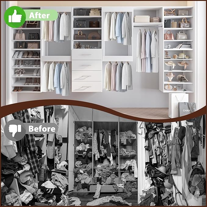 19.5" Wide Shoe Shelf Tower Modular Closet System, Shoe Storage Closet Tower with Shelves, White