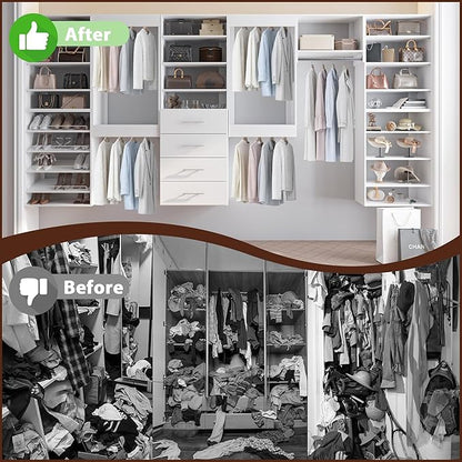 19.5" Wide Shoe Shelf Tower Modular Closet System, Shoe Storage Closet Tower with Shelves, White