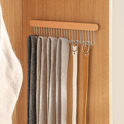 Pull Out Bra Hanger for Closet, Sliding Hooks Rack for Belt Ties Tank Top Scarf Jewelry, Space Saving Organizr for Wardrobe Cabinet, Right Side 12 Hooks Rail, 2 Pcs