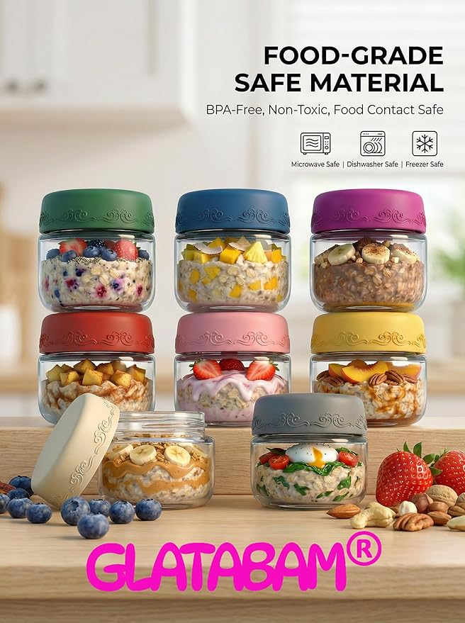 2 OZ Salad Dressing Jar 8 Pack, Airtight Leakproof Bulk Small Glass Sauce Jar with Lids, Reusable for Lunch Box, Bento, Travel & Meal Prep (2 OZ-8Pack)
