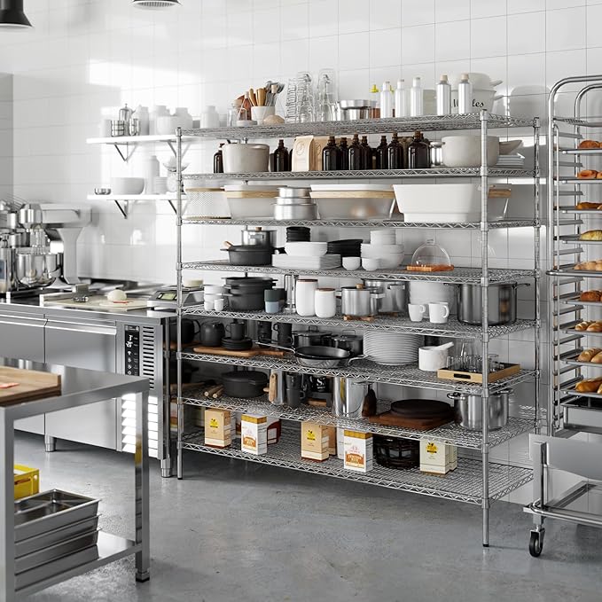 24" Deep x 72" Wide x 74" Height Wire Shelving Kit | 8-Tier | NSF Commercial Storage Rack Unit