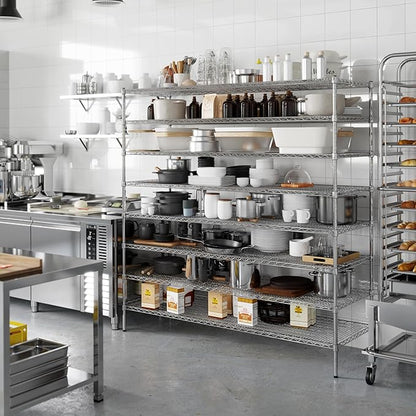 24" Deep x 72" Wide x 74" Height Wire Shelving Kit | 8-Tier | NSF Commercial Storage Rack Unit
