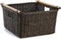 The Basket Lady Deep Pole Handle Wicker Storage Basket, Extra Large, 17.5 in L x 18 in W x 11.5 in H, Antique Walnut Brown