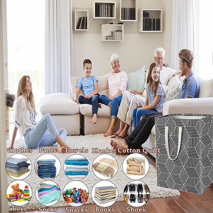 Waterproof Laundry Hamper Collapsible Laundry Basket Leather Handle Laundry Bag Large Clothes Storage Toy Organization for Bathroom Bedroom Laundryroom College Dorms (Heilingxing-001)