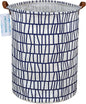 Laundry Basket Canvas Fabric Collapsible Organizer Basket for Storage Bin Toy Bins Gift Baskets Bedroom Clothes Children Nursery Hamper (Blue Stripes)