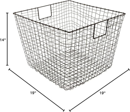 G.E.T. WB-302-MG Heavy Duty Iron Wire Utility Storage Bin/Basket, Square, 19" x 19" x 14"