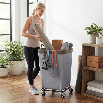 StorageWorks 160L Laundry Basket with Wheels, Large Rolling Hampers for Clothing Organizer, Dirty Clothes Basket for Hotel, Home, Closet, Dorm, Light Grey
