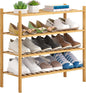 Bamboo Shoe Rack Stackable Shoe Shelf Storage Organizer for Unit Entryway Hallway and Closet Sturdy Freestanding Shoe Shelf (4 Tier Natural)