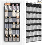 FENTEC 2 Pack Large Over The Door Shoe Organizer, 24 Pockets Mesh Hanging Shoe Organizers, Over Door Organizer, Black