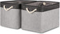 Bidtakay Fabric Storage Baskets with Handles [2-Pack] Large Canvas Organizer 16" X 11.8" X 11.8" Foldable Tall Baskets Rectangular Gift Basket Decorative Storage Bins for Closet, Home(Black&Grey)