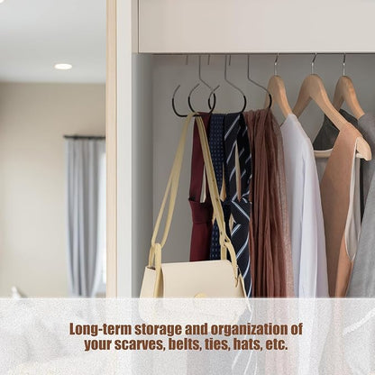 Zonon 12 Pcs Scarf Hangers for Closet Metal Belt Ring Hanger Scarf Organizer Storage Holders with Grip Coating for Ties Scarves Belts Tank Tops Hat Hooks (Black)