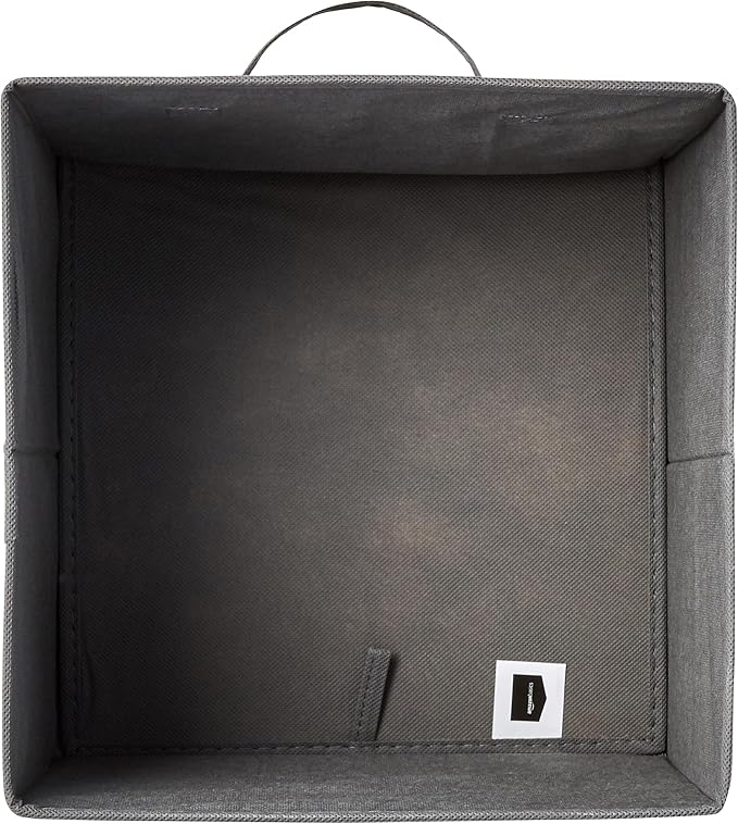 Amazon Basics Collapsible Fabric Storage Cubes Organizer with Handles, Sturdy, Foldable, Space-Saving, 10.5"x10.5"x11", Gray, 6-Pack