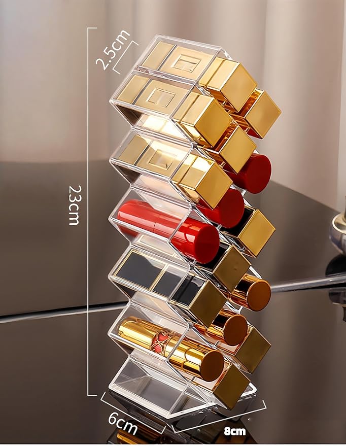 1 Pack Stackable Lipstick Holder, Acrylic Lipstick Tower Gloss Storage Stand, Perfect Lipgloss Organizers for Makeup Vanity Display