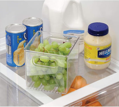 iDesign Kitchen Binz BPA-Free Plastic Deep Stackable Organizer with Handles - 8" x 8" x 6", Clear (Pack of 2)