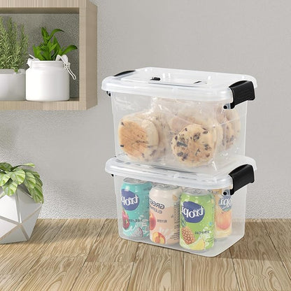 6-Pack 5 Quart Clear Plastic Storage Box, Small Latching Storage Bin with Handle