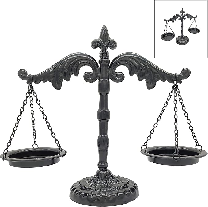 Owlgift Vintage Style Metal Libra Jewelry Display, Scale Tray Cosmetic Organizer, Jewelry Storage, Unique Centerpiece Stand – Black