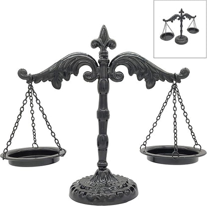 Owlgift Vintage Style Metal Libra Jewelry Display, Scale Tray Cosmetic Organizer, Jewelry Storage, Unique Centerpiece Stand – Black