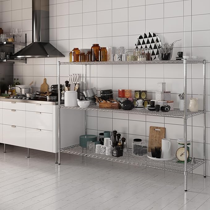24" Deep x 72" Wide x 54" Height Wire Shelving Kit | 3-Tier | NSF Commercial Storage Rack Unit