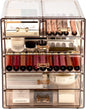Sorbus Acrylic Makeup Organizer Set, 6-Drawer Vanity & Countertop Cosmetic Storage with Small & Wide Drawers, Bronze Glow Makeup Storage for Brushes, Lipsticks, Jewelry, Holiday Gift for Women & Teens