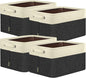 BALEINE Fabric Storage Bins for Shelves, Linen Storage Baskets for Organizing, Decorative Closet Storage Bins for Clothes, Toys, Home Storage (Black, 4 Pack)