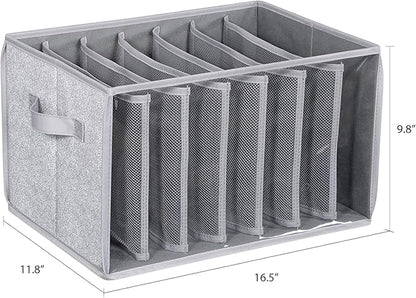 Zilink Upgraded Pants Organizer with Support Board Clear Jeans Organizer for Closet with 7 Grids Wardrobe Clothes Organizer for Jean Pant Sweater Legging T-Shirt, 6 Pack