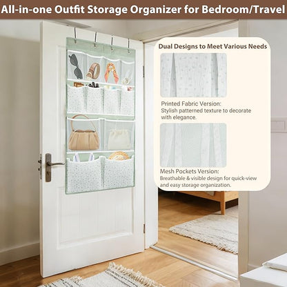 2 Pack- 12 Pocket Over Door Hanging Storage Organizer with 4 Kinds Pouch,Back of Closet Hanging Shelf Storage Organization for Sock,Hat,Underwear,Behind Door Caddy in Bedroom,Bathroom,Entrance,Dorm,RV