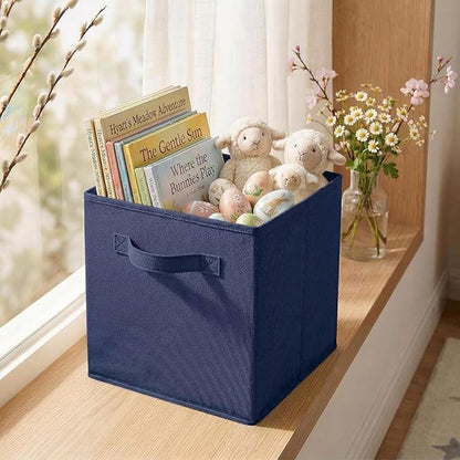 ShellKingdom Storage Bins, Foldable Fabric Storage Cubes And Cloth Organizer Drawer For Closet And Toys, 13 X 13 X 13 INCH, 2 Pack (Dark Blue)