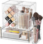 INVSSENE Stackable Makeup Organizer Countertop, Storage Perfume Skincare Cosmetic Lipstick Face Mask Makeup Brush Palettes, Ideal for Vanity Bathroom Counter