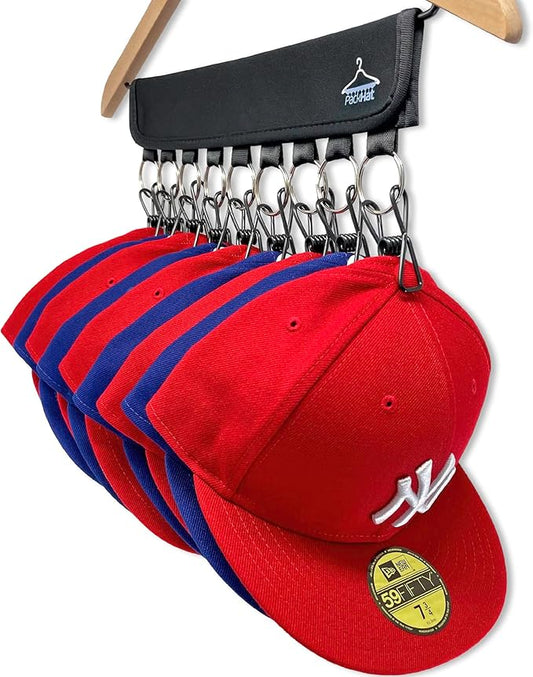 PackHatUSA The Original 18 Hat Organizer and Hat Rack for Your Closet - Transform Clothing Hangers into Hat Racks for Baseball Caps - Make Hat Storage Easy - Universal Fit Hat Holder