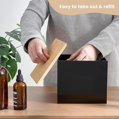 Puricon Acrylic Disposable Facial Towels Holder, Storage Bin with Wood Lid Compatible with Clean Skin Club Towel (NOT Included), Face Towelettes Container for Bathroom Counter -Blackacrylic