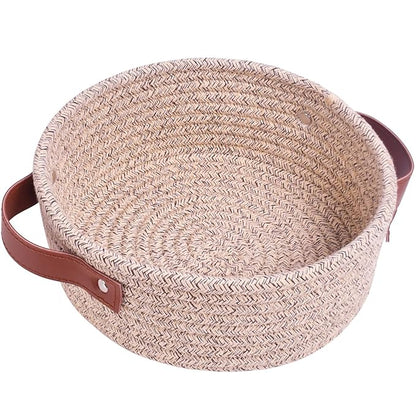 ABenkle Small Storage Basket, Mini Cotton Rope Storage Bin, Cute Tiny Shelf Baskets, Boho Decorative Toy Organizer for Nursery, Spa, Empty Gift Basket - XS, Mixed Brown
