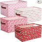 Boao 4 Pack Valentines Day Storage Baskets for Gifts Empty Collapsible Valentines Laundry Storage Bins with Handles Decorative Shelf Baskets Boxes for Home Bedroom Office Clothes Toys Containers
