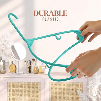 Plastic Hangers 50 Pack Aqua - Clothes Hangers - Makes The Perfect Coat Hanger and General Space Saving Hangers for Closet and New Apartment Essentials - Percheros Ganchos para Colgar Ropa Hangars