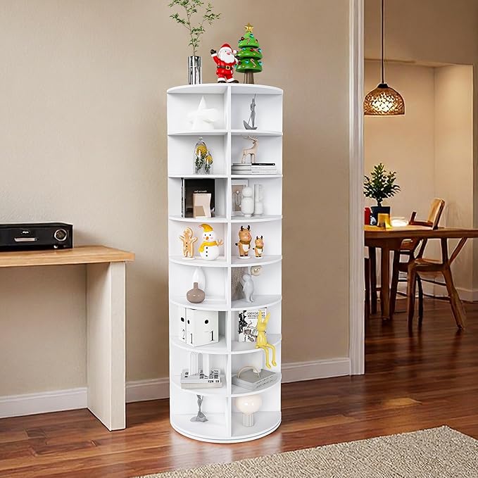 Runboll 8-Tier Rotating Shoe Rack Tower Spinning Shoe Display Lazy Susan Tower, 360 Revolving Shoe Storage Organizer Rack for Living Room Entryway Doorway