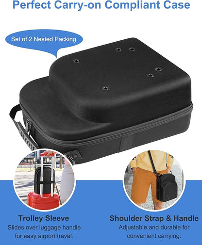 Set of 2 Hard Hat travel Cases for Baseball Caps - Hat Storage Organizer Holder with Handle, Shoulder Strap and Trolley Sleeve, Protect up to 10 Hats for Outdoor and Home Storage, Black
