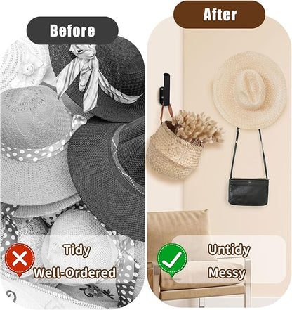 Donux Hat Racks for Baseball Caps 2 Pack, Stainless Steel Adhesive Hat Hanger Hooks Holder for Wall, Multi-Purpose Strong Hook Organizer Can Hold More Than 10 Hats for Door/Closet (Minimalism, 3)