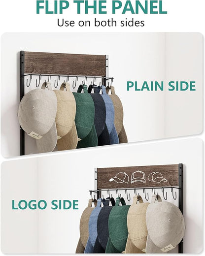 FANGSUN 2-Tier Over the Door Hat Rack with 20 Movable Hooks – Wall Mounted Hat Organizer for Baseball Cap Storage, Cap Holder Gifts for Men Dad, Christmas Presents
