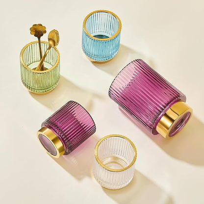 Makeup Brush Organizer, Toothbrush Holder, Desk Pen Pencil Holder, Multifunctional Vintage Glass Brush Cup (S/Green/A3-11-US)