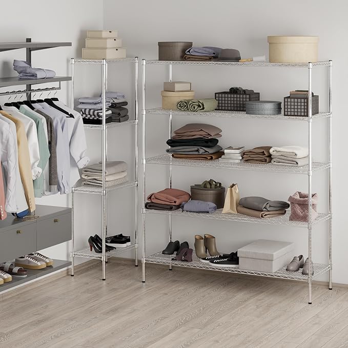 21" Deep x 60" Wide x 74" Height Wire Shelving Kit | 5-Tier | NSF Commercial Storage Rack Unit