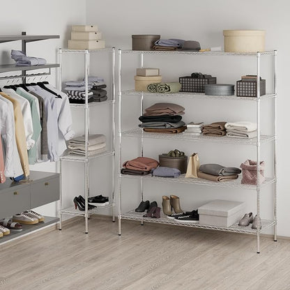 21" Deep x 60" Wide x 74" Height Wire Shelving Kit | 5-Tier | NSF Commercial Storage Rack Unit