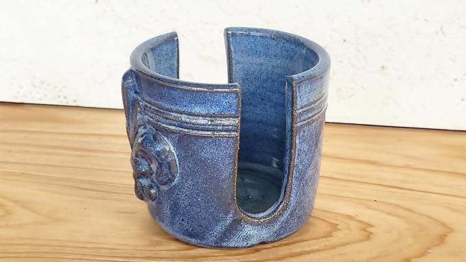 Fleur De Lis Sponge Holder for Sink White French Country Farmhouse Decor Compact Handmade Drain Rack (Blue)