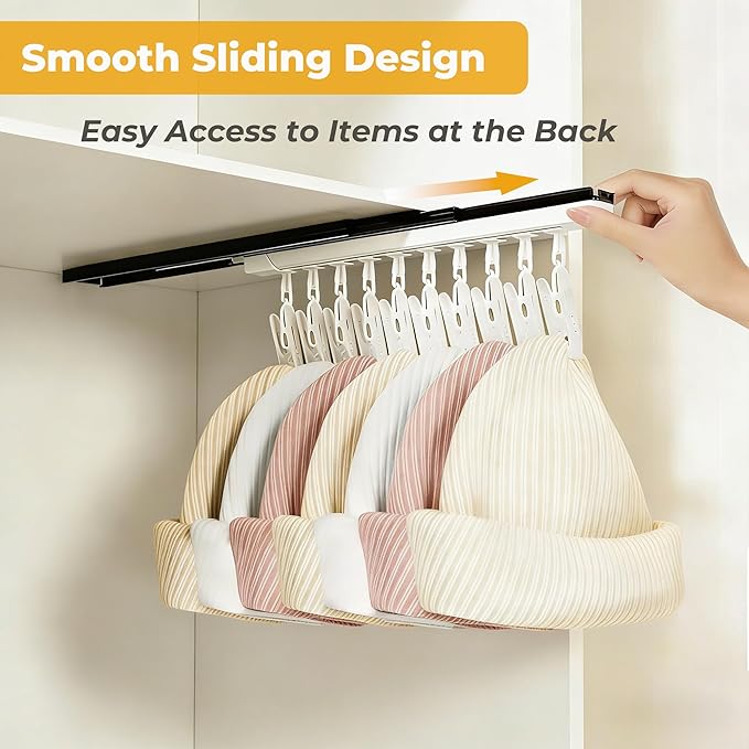 2 Pack No-Drill Wall-Mounted Baseball Hat Organizer, Hat Storage Rack Holds Up to 20 Caps, Hat Holder with 10 Damage-Free Clips & Metal Slide Rails, Modern Hat Rack for Closet, Bedroom & Entryway