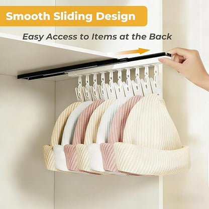 2 Pack No-Drill Wall-Mounted Baseball Hat Organizer, Hat Storage Rack Holds Up to 20 Caps, Hat Holder with 10 Damage-Free Clips & Metal Slide Rails, Modern Hat Rack for Closet, Bedroom & Entryway