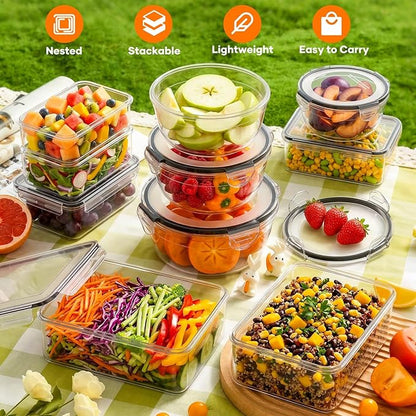 50 PCS Food Storage Containers with Lids (25 Containers & 25 Lids) - Reusable Plastic Food Containers for Kitchen Storage and Organization BPA-Free Leakproof Meal Prep Container with Labels & Pen