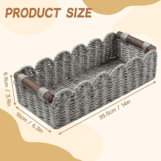 Toilet Paper Storage Basket Bathroom Counter Organizer Wicker Baskets for Organizing Cute Basket for Bedroom Nursery Room Kitchen Bathroom Decor-Gray