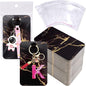 ZYNERY 100 PCS Display Cards With Self-Sealing Bags, 3 x 4.7 Inch Stand Card, Packaging Supplies for Displaying Keychains and Jewelry (Marble Black)