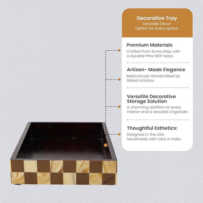 Handicrafts Home Small Bathroom Tray for Countertop, Resin Inlay Vanity Tray for Perfume & Cosmetics, Guest Towel Holder, Decorative Serving Tray for Bathroom,10x6, Vintage Decor, Brown Bathroom Tray