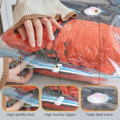 Vacuum Storage Bags,8 pack with Hand Pump .(2 Jumbo,2 Large,2 Medium,2 Small) Space Saving solution for Storage,Travel,Moving purposes.