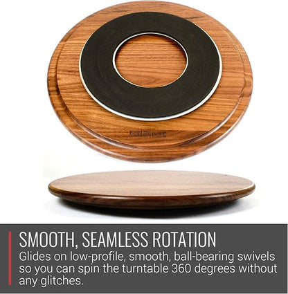Virginia Boys Kitchens Lazy Susan – 13.5 Inch Round Wooden Turntable for Dining Table, Kitchen Countertop, Pantry or Decorative Serving Centerpiece Display