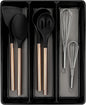 Kitchen Utensils Organizer Utensil Tray Holder Large Non-Slip Cutlery Drawer Organizer 3 Compartment Multi-Purpose Home Organization (Black)